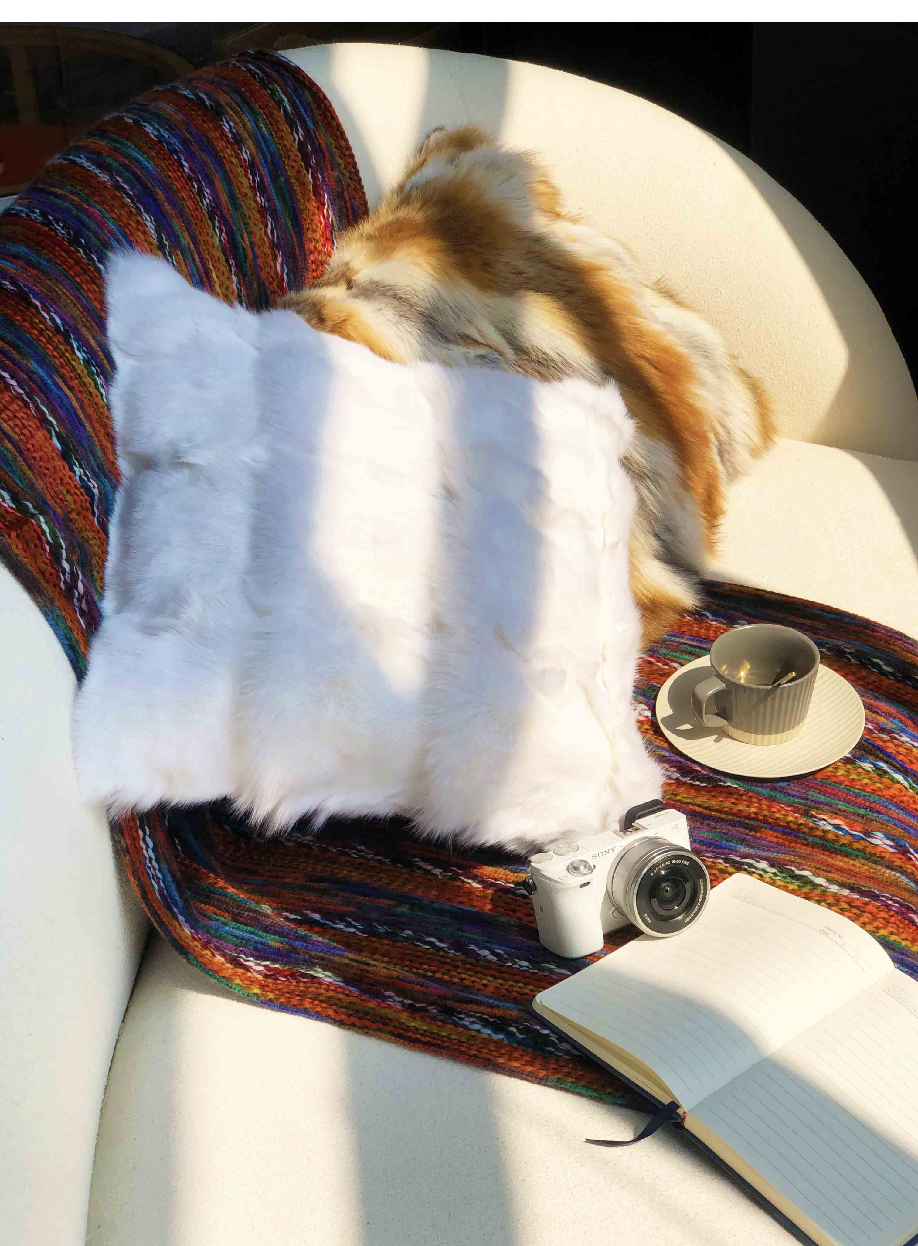 Fox fur throw pillow