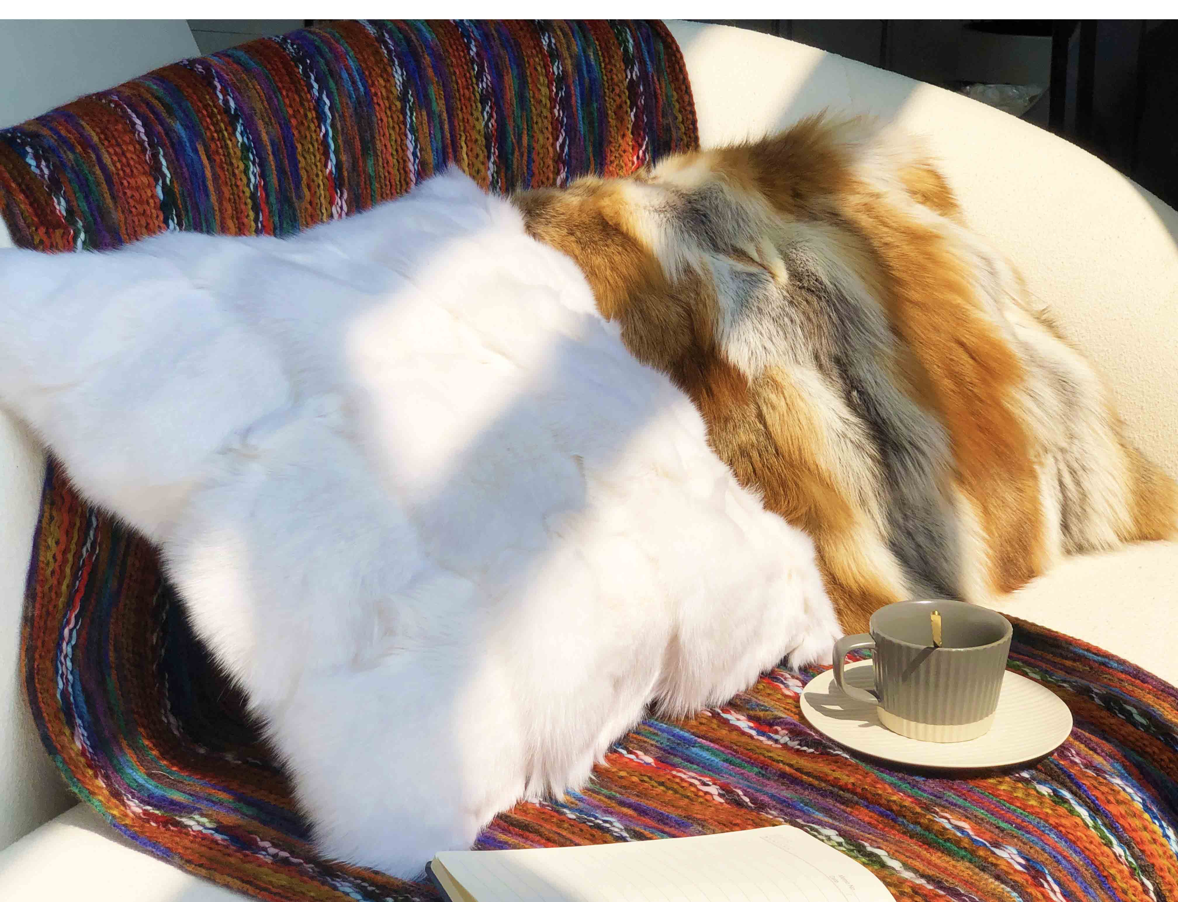 Fox fur throw pillow