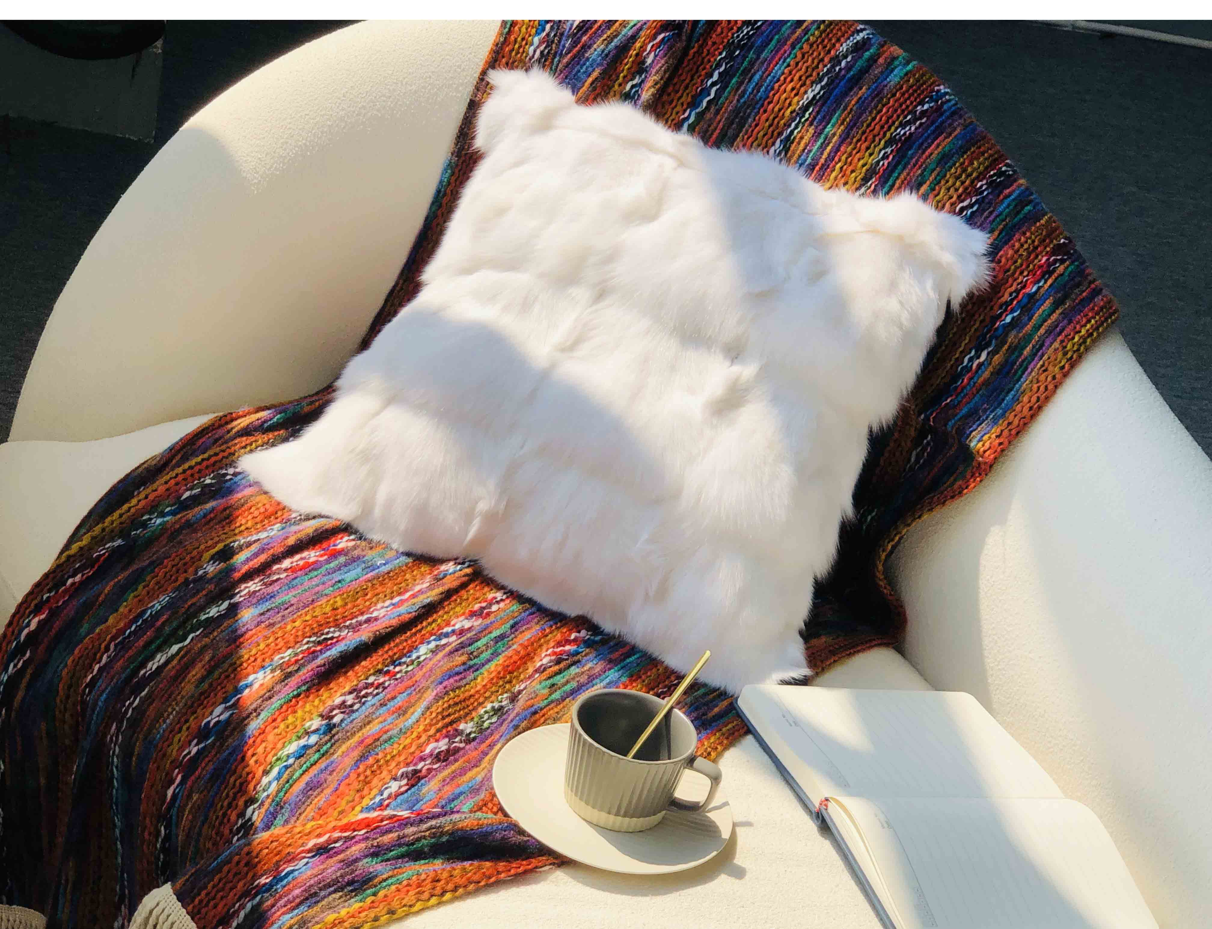 Fox fur throw pillow