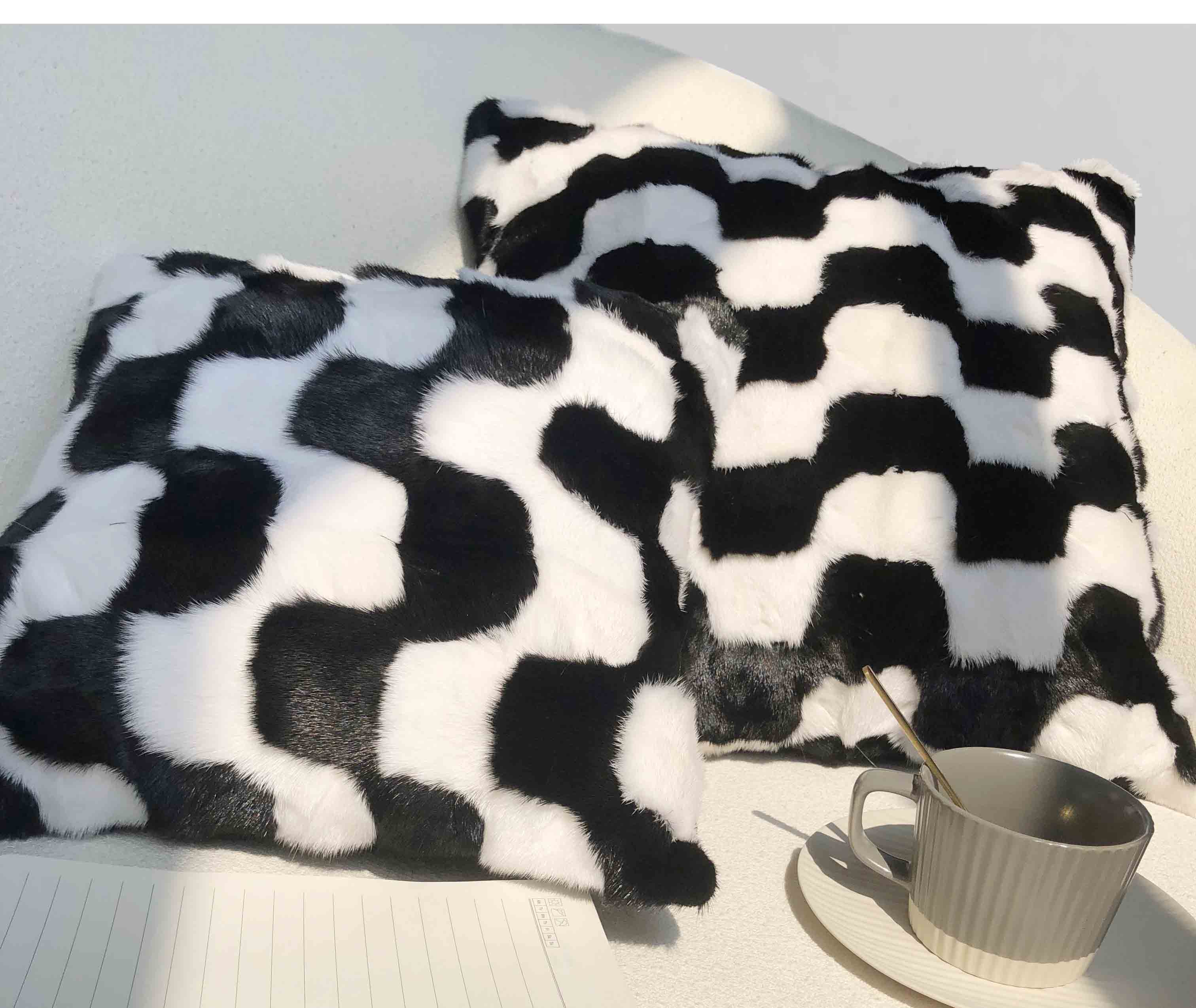 Mink fur throw pillows