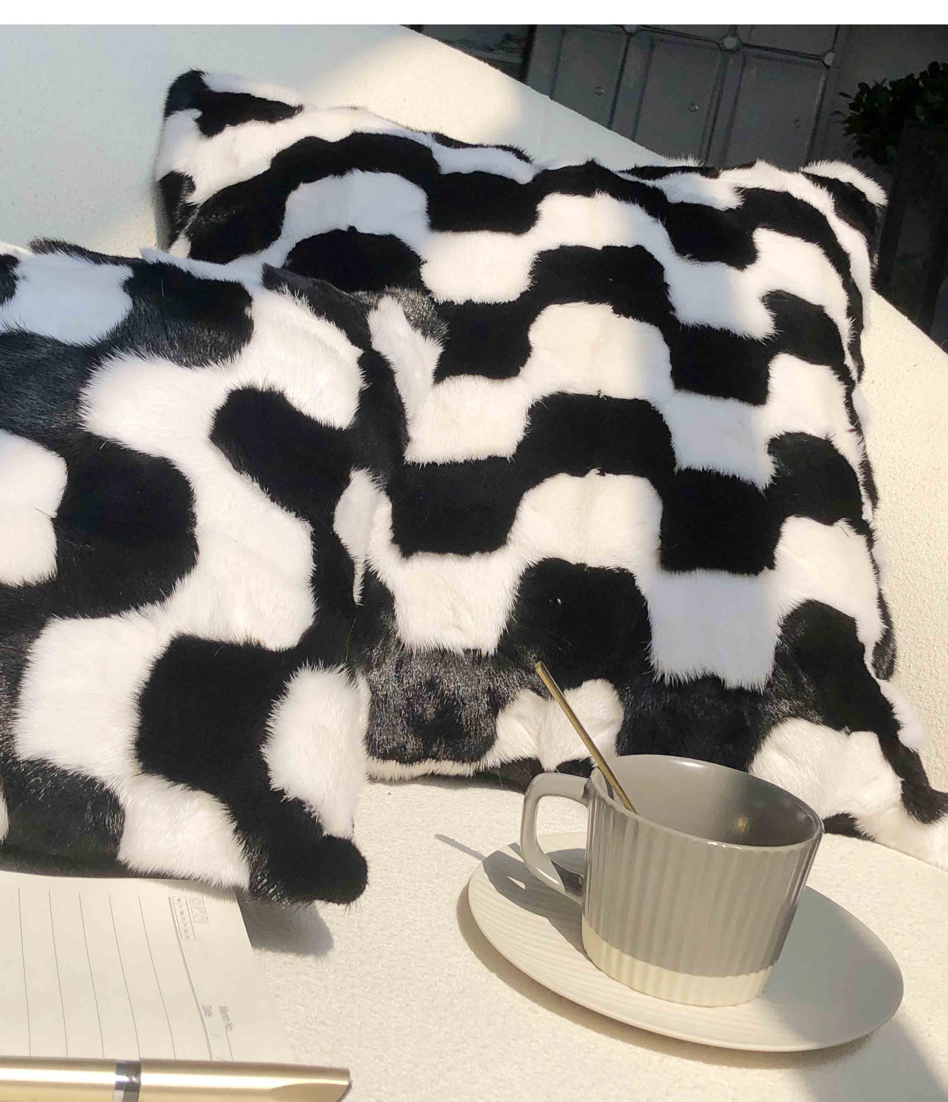 Mink fur throw pillows