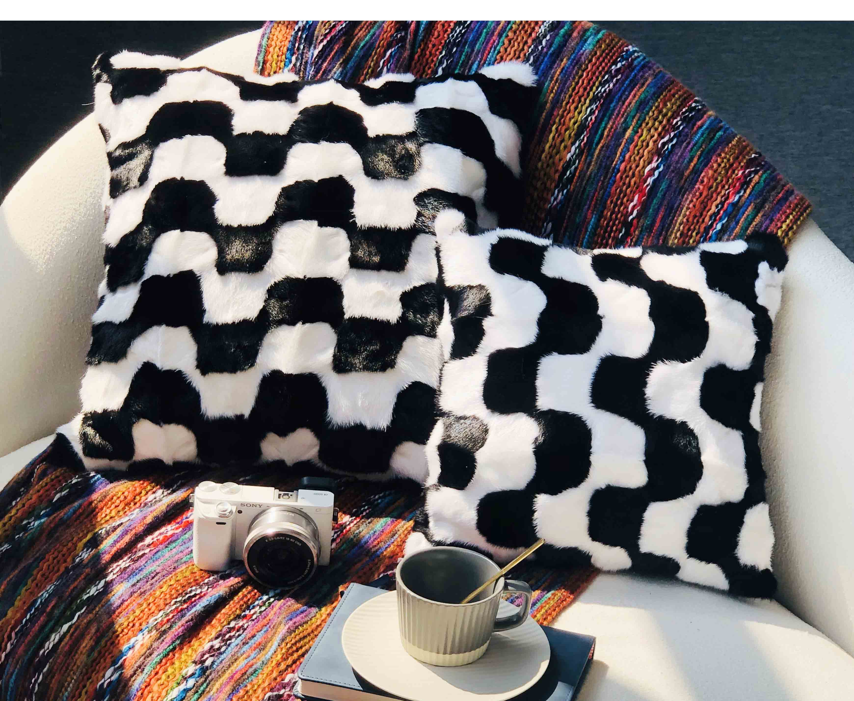 Mink fur throw pillows