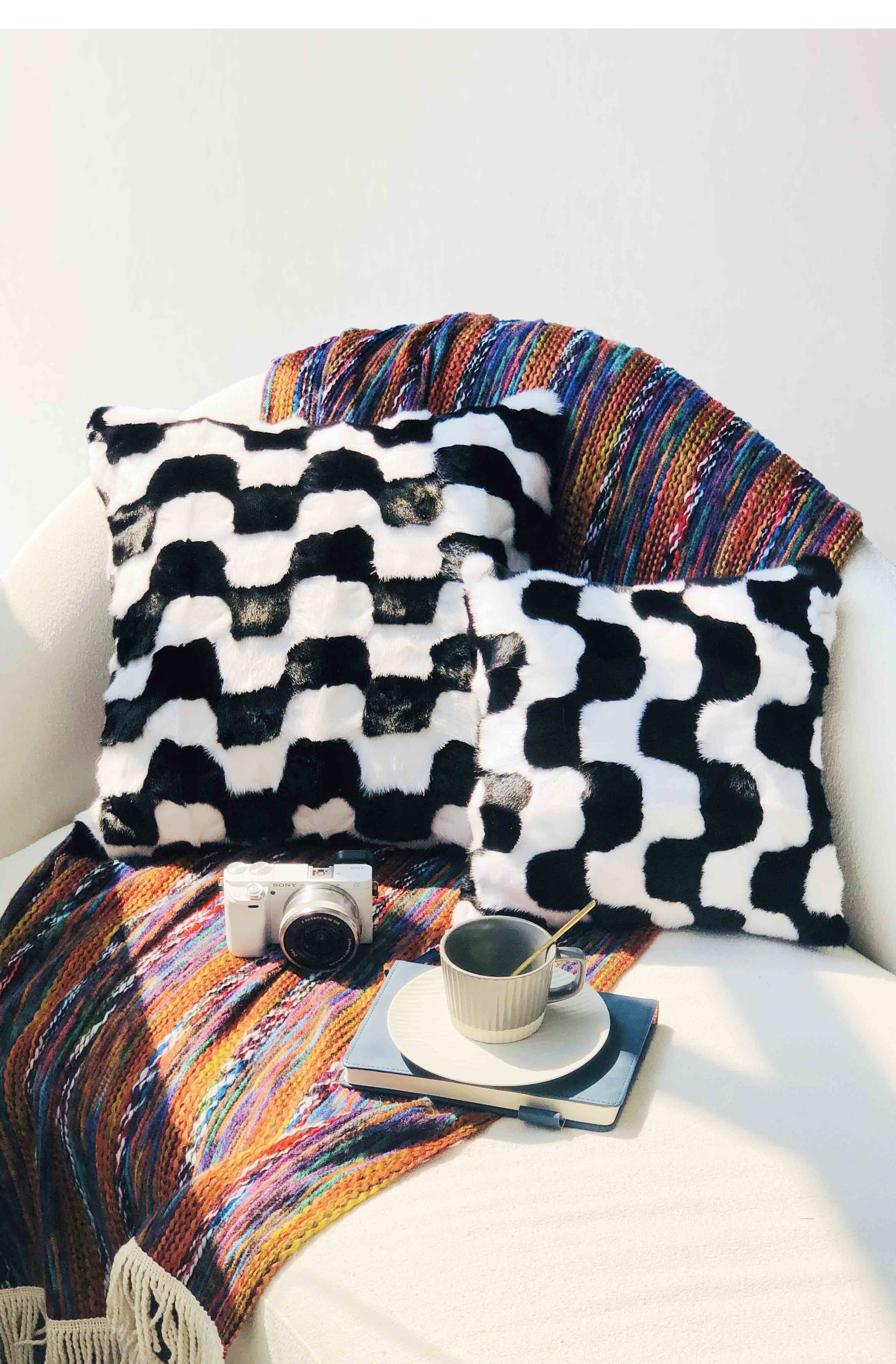 Mink fur throw pillows