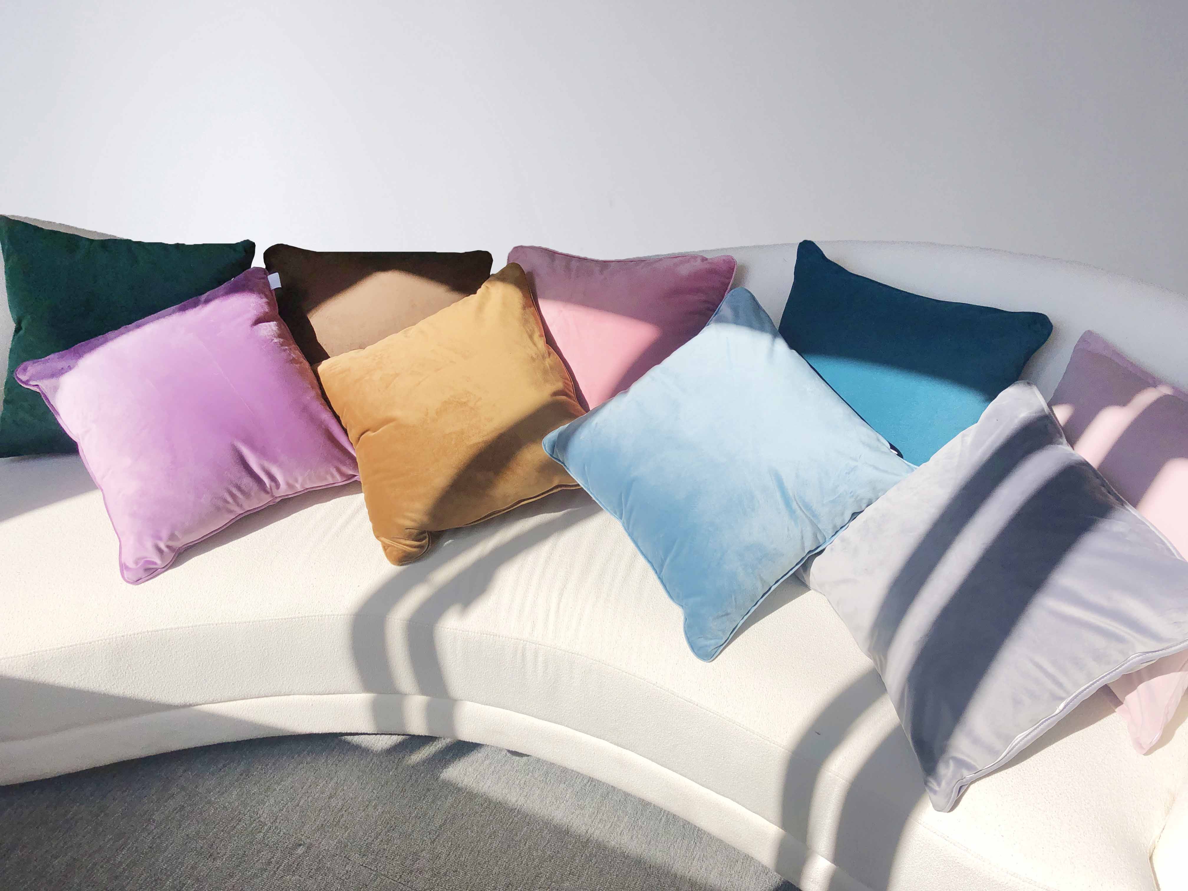 Solid color flannelette series throw pillows