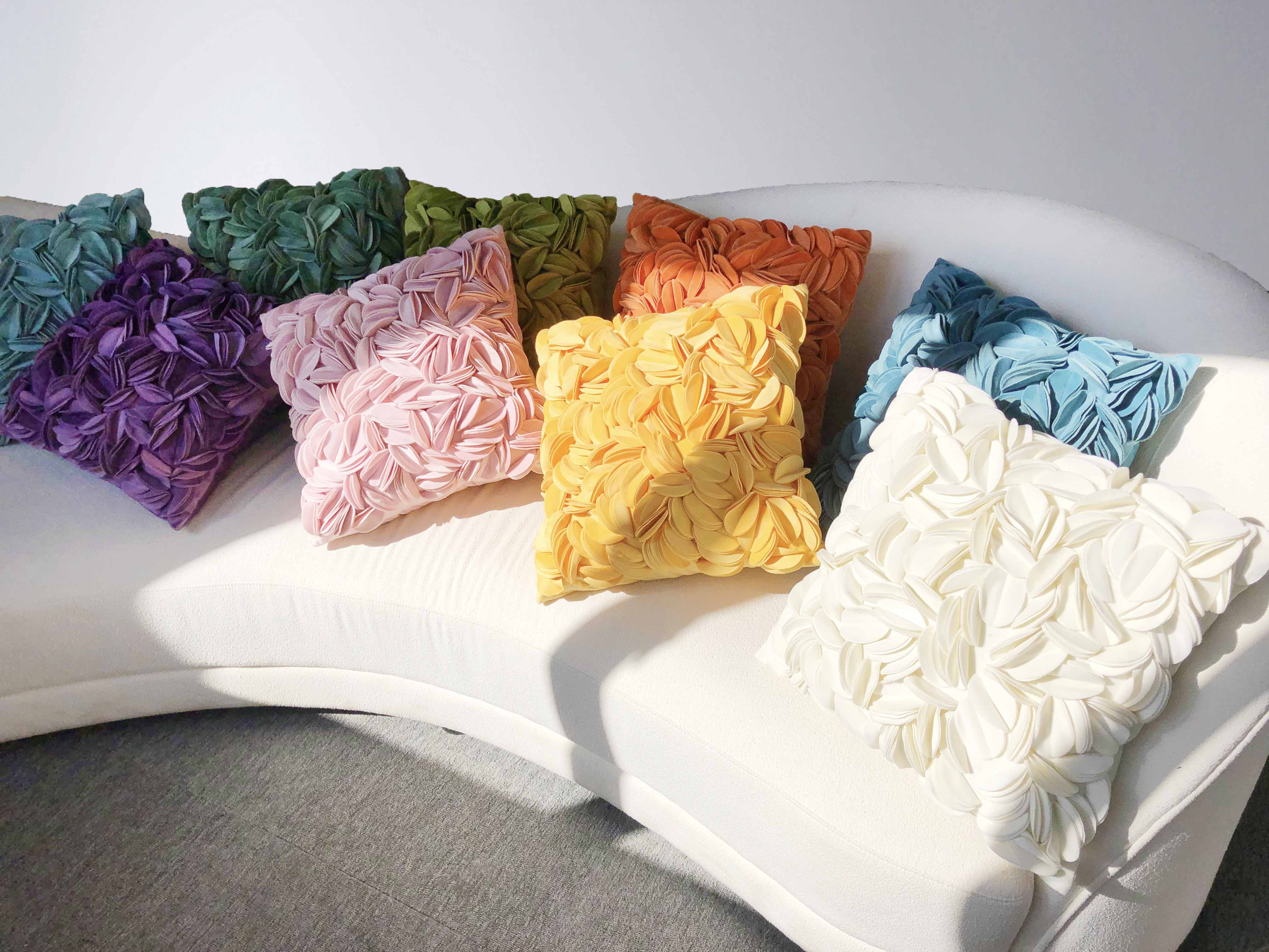 Three-dimensional flannelette leaf shape throw pillow square